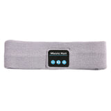 Bluetooth 5.4 Sports Headband Headphones - Wireless Music Sleep Mask for Running & Gym - Sweat Absorbing Washable Cotton Band - Grayish White with Zipper Storage Bag