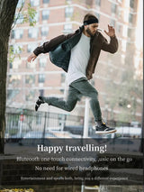 Bluetooth 5.4 Sports Headband Headphones - Wireless Music Sleep Mask for Running & Gym - Sweat Absorbing Washable Cotton Band - Grayish White with Zipper Storage Bag - Side View