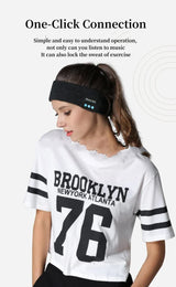 Bluetooth 5.4 Sports Headband Headphones - Wireless Music Sleep Mask for Running & Gym - Sweat Absorbing Washable Cotton Band - Grayish White with Zipper Storage Bag