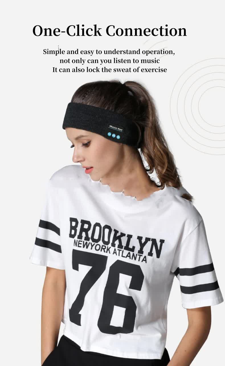 Bluetooth 5.4 Sports Headband Headphones - Wireless Music Sleep Mask for Running & Gym - Sweat Absorbing Washable Cotton Band - Grayish White with Zipper Storage Bag