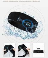 Bluetooth 5.4 Sports Headband Headphones - Wireless Music Sleep Mask for Running & Gym - Sweat Absorbing Washable Cotton Band - Grey with Zipper Storage Bag - Close-Up Angle