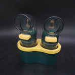 2 PCS Quantitative Salt & Spice Dispenser Set with Storage Base - 0.5g Precise Metering Shakers for Salt & Pepper - Push Button Portion Control Kitchen Organiser - Dark Green