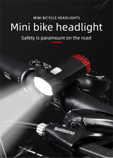 2 PCS USB Rechargeable Mini Bike Lights - Aluminium LED Front & Rear Safety Lamp Set - 150 Lumen High Brightness Flashlight for Helmet & Handlebar - IPX8 Waterproof - Black - Front View