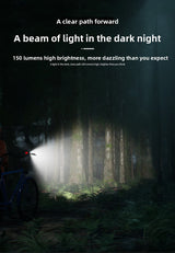 2 PCS USB Rechargeable Mini Bike Lights - Aluminium LED Front & Rear Safety Lamp Set - 150 Lumen High Brightness Flashlight for Helmet & Handlebar - IPX8 Waterproof - Black - Top-Down View