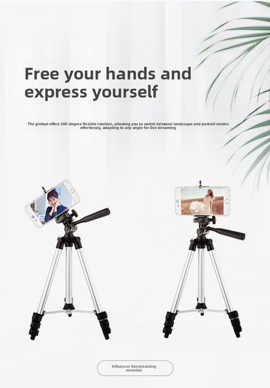 110cm Lightweight Camera & Phone Tripod Stand - Portable Aluminium Travel Tripod with 3-Way Head, Bubble Level & Universal Smartphone Holder - 3110 Adjustable Mount for Live Stream & Vlogging - Black and Silver