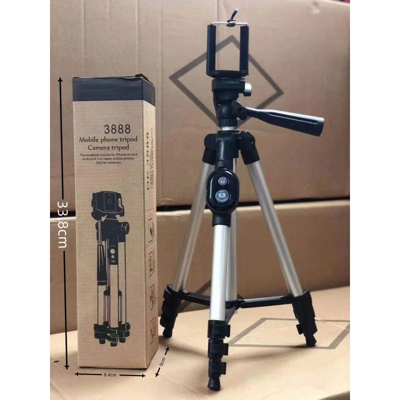 3888 Bluetooth Tripod Stand with Wireless Remote Shutter - 110cm Lightweight Aluminium Travel Mount for iPhone & Android - 3-Way Head Camera & Phone Holder with Carry Bag - Silver and Black