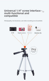 3888 Bluetooth Tripod Stand with Wireless Remote Shutter - 110cm Lightweight Aluminium Travel Mount for iPhone & Android - 3-Way Head Camera & Phone Holder with Carry Bag - Silver and Black