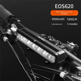 EOS620 1800 Lumen High Power Bike Light with Stable Dual Bracket Mount - 4000mAh Long Life Battery USB Rechargeable - Anti-Glare Aluminium LED Headlight for MTB & Commuting
