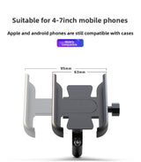 Universal Aluminium Motorcycle Phone Holder Handlebar Mount 360 Rotation Anti-Shake CNC Metal for Bike Scooter 4-7 Inch Phones Sliver - Front View