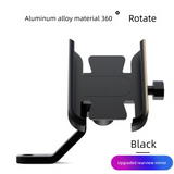 Universal Aluminium Motorcycle Phone Holder Rearview Mirror Mount 360 Rotation Anti-Shake M3 Metal for Motorbike Scooter Black