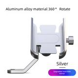 Universal Aluminium Motorcycle Phone Holder Rearview Mirror Mount 360 Rotation Anti-Shake M3 Metal for Motorbike Scooter Sliver