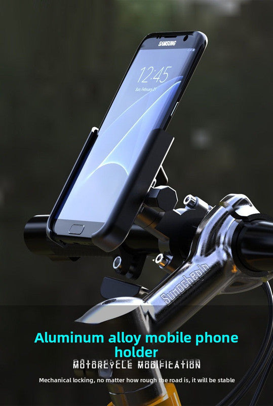 New M1 Aluminium Motorcycle Phone Holder Handlebar Mount 360 Rotation Anti-Shake Metal Bracket for Bike Scooter 4-7 Inch Phones Black