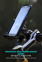 New M1 Aluminium Motorcycle Phone Holder Handlebar Mount 360 Rotation Anti-Shake Metal Bracket for Bike Scooter 4-7 Inch Phones Black - Side View