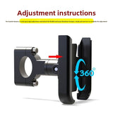 New M1 Aluminium Motorcycle Phone Holder Handlebar Mount 360 Rotation Anti-Shake Metal Bracket for Bike Scooter 4-7 Inch Phones Black - Close-Up Angle