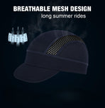 Navy blue mesh cycling cap and helmet liner with flip-up brim, stretch polyester Lycra fabric