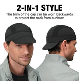 Grey Mesh Cycling Cap Under Helmet Liner Breathable Skull Cap with Flip Up Brim Sun Shade Moisture Wicking Hat for Bike Running Fits 55-60cm - Side View