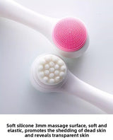 2-in-1 Dual Sided Facial Cleansing Brush Soft Microfiber & Silicone Scrubber Manual Face Washer Exfoliator Tool Blue for Deep Pore Cleaning
