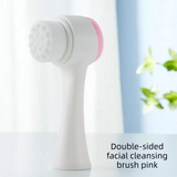 2-in-1 Dual Sided Facial Cleansing Brush Soft Microfiber & Silicone Scrubber Manual Face Washer Exfoliator Tool Pink for Deep Pore Cleaning
