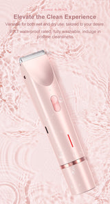 2-in-1 Electric Lady Shaver & Bikini Trimmer Dual Head Waterproof Wet & Dry Body Hair Remover Cordless Razor for Face Legs Underarms Purple - Rear View