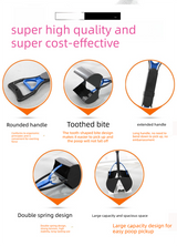 Medium Foldable Pet Pooper Scooper 45cm Portable Dog Waste Jaw Clamp with Bone Dispenser & 20 Bags Black