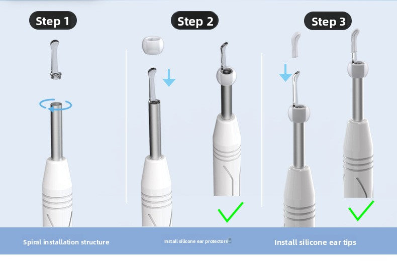 Smart Visual Ear Wax Removal Tool with HD Camera WiFi Wireless Otoscope Ear Cleaner 3.5mm Ultra Slim Lens for iPhone Android White