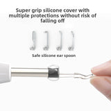 Smart Visual Ear Wax Removal Tool with HD Camera WiFi Wireless Otoscope Ear Cleaner 3.5mm Ultra Slim Lens for iPhone Android Green - Low Angle