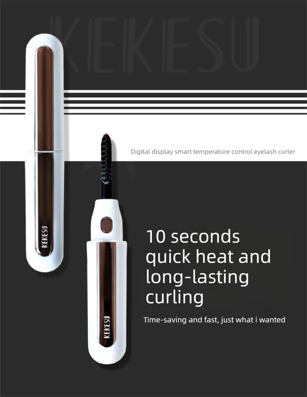 Heated Eyelash Curler Rechargeable Electric Lash Curler with LCD Display 2 Temperature Modes Fast Heating Long Lasting Natural Curl Tool Black