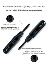 Heated Eyelash Curler Rechargeable Electric Lash Curler with LCD Display 2 Temperature Modes Fast Heating Long Lasting Natural Curl Tool Black