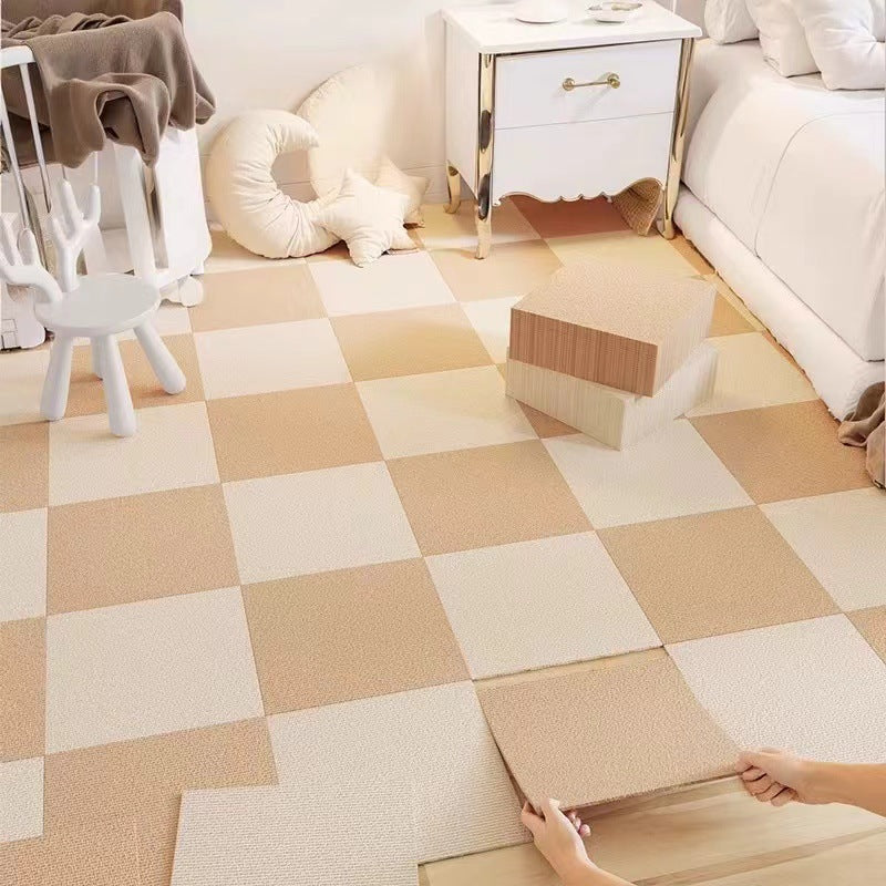 16 Pack Khaki Durable & Soft Self-Adhesive Carpet Tiles(30x30cm) - Interlocking Non-Slip Square Floor Mat for Bedroom, Office & Living Room