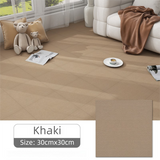 8 x Khaki & 8 x Off-White Durable & Soft Self-Adhesive Carpet Tiles(30x30cm) - Interlocking Non-Slip Square Floor Mat for Bedroom, Office & Living Room - Side View