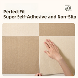 8 x Khaki & 8 x Off-White Durable & Soft Self-Adhesive Carpet Tiles(30x30cm) - Interlocking Non-Slip Square Floor Mat for Bedroom, Office & Living Room
