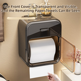Cream White No-Drill Wall Mounted Toilet Paper Holder with Storage Shelf and Drawer - Waterproof Bathroom Tissue Dispenser for Roll & Face Tissue - 45-Degree Angle
