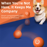 Orange Interactive Gravity Bouncing Dog Toy Ball(56MM) - Smart Automatic Teasing Pet Toy, Durable TPR with Yellow Sea Urchin Cover - Front View