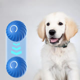 Blue Interactive Gravity Bouncing Dog Toy Ball(67MM) - Smart Automatic Teasing Pet Toy, Durable TPR with Yellow Sea Urchin Cover - Top-Down View