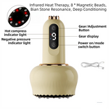 3-in-1 Portable Electric Gua Sha Meridian Cupping Massager Tool With 4 Cupping - 9-Gear Vibration & Soothing Heat Therapy Integrated Red Light Heat & EMS Magnetic Wave - Front View