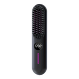 S01 Black Cordless Hair Straightener Brush - 2-in-1 Curling & Straightening Tool with LED Power Display and 7-Level Temp Control, Mini Quick Heat Anti-Damage