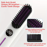 S01 Black Cordless Hair Straightener Brush - 2-in-1 Curling & Straightening Tool with LED Power Display and 7-Level Temp Control, Mini Quick Heat Anti-Damage - Top-Down View