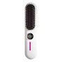 S01 White Cordless Hair Straightener Brush - 2-in-1 Curling & Straightening Tool with LED Power Display and 7-Level Temp Control, Mini Quick Heat Anti-Damage