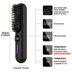 S01 White Cordless Hair Straightener Brush - 2-in-1 Curling & Straightening Tool with LED Power Display and 7-Level Temp Control, Mini Quick Heat Anti-Damage