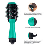 2-in-1 Black-Pink Negative Ion Hot Air Styler Brush - 7-Level Temp & 3-Gear Speed, Fast Drying Blow Dryer & Volumizing Straight/Curling Comb - Side View