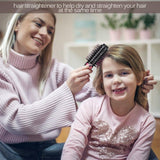 2-in-1 Black-Pink Negative Ion Hot Air Styler Brush - 7-Level Temp & 3-Gear Speed, Fast Drying Blow Dryer & Volumizing Straight/Curling Comb - 45-Degree Angle