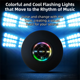 Black IPX4 Waterproof Portable Bluetooth Shower Speaker with Suction Cup & LED Light - Multi-Use As Phone Stand, Built-in Mic for Hands-Free Calling - Side View
