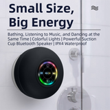 Yellow IPX4 Waterproof Portable Bluetooth Shower Speaker with Suction Cup & LED Light - Multi-Use As Phone Stand, Built-in Mic for Hands-Free Calling