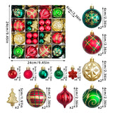 MJXK46-20Y Christmas Decorative Balls Set(24x24x6CM) - Shatterproof Plastic Ornaments with Electroplated & Hand-Painted Finish