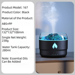 167 Black Simulation Volcano Diffuser & Humidifier - Smart Timer Ultrasonic Mister with Volcano Lava Crack Shell and Colorful Light
