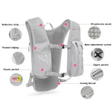 Black-White 5L Ultra-Light Hydration Running Vest - Quick-Dry Trail Running & Marathon Backpack with Night Reflective Safety - Top-Down View