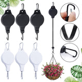 3PCS Black + 3PCS White Retractable Hanging Basket Pulley System & 6PCS Heavy Duty Stainless Steel S-Hooks Combo - Garden Plant Hanger(Max Load 5KG)