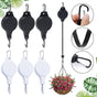3PCS Black + 3PCS White Retractable Hanging Basket Pulley System & 6PCS Heavy Duty Stainless Steel S-Hooks Combo - Garden Plant Hanger(Max Load 5KG)