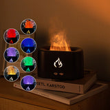 Black 3D Simulation Flame Aroma Diffuser & Humidifier - Ultrasonic Desktop Mister with 7-Color LED Light and Automatic Scent Spray (200ML) - Front View