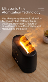 Black 3D Simulation Flame Aroma Diffuser & Humidifier - Ultrasonic Desktop Mister with 7-Color LED Light and Automatic Scent Spray (200ML) - Rear View